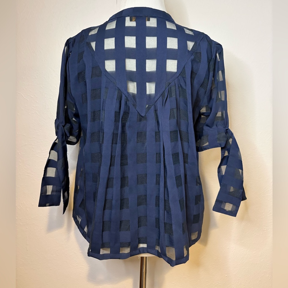 Current Air Windowpane Button-Down Blouse Size Xs… - image 6